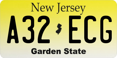 NJ license plate A32ECG