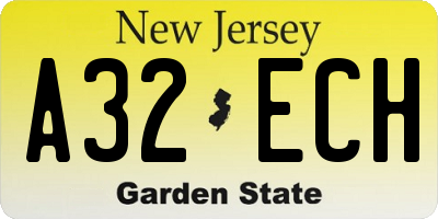 NJ license plate A32ECH