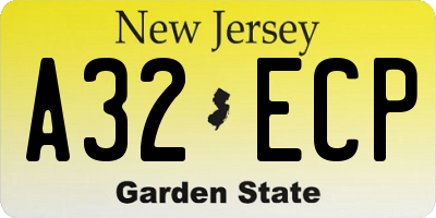 NJ license plate A32ECP