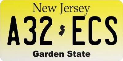 NJ license plate A32ECS