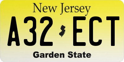 NJ license plate A32ECT