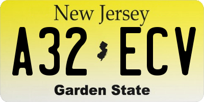 NJ license plate A32ECV