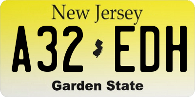 NJ license plate A32EDH