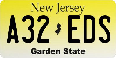 NJ license plate A32EDS
