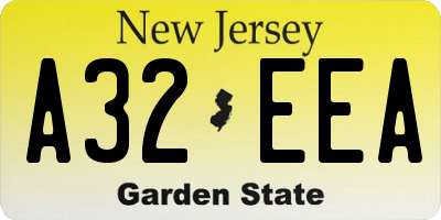 NJ license plate A32EEA