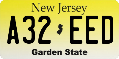 NJ license plate A32EED
