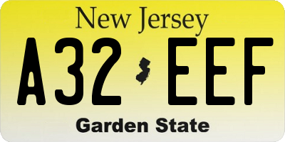 NJ license plate A32EEF