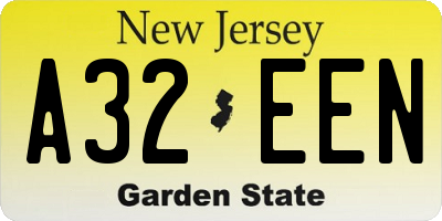 NJ license plate A32EEN