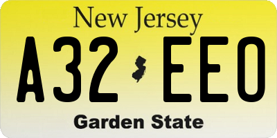 NJ license plate A32EEO