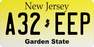 NJ license plate A32EEP
