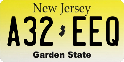 NJ license plate A32EEQ