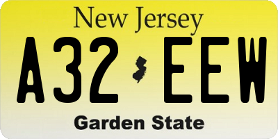NJ license plate A32EEW
