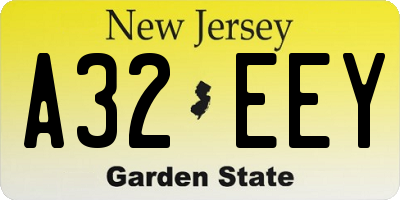 NJ license plate A32EEY