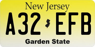 NJ license plate A32EFB