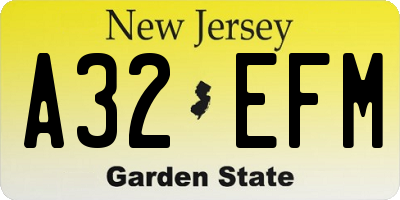 NJ license plate A32EFM
