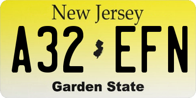 NJ license plate A32EFN