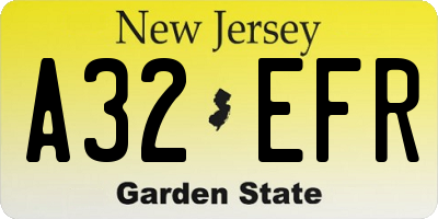 NJ license plate A32EFR