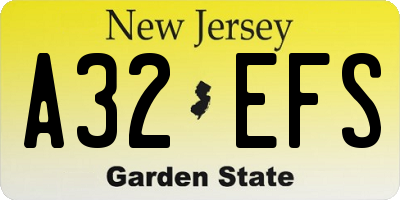 NJ license plate A32EFS