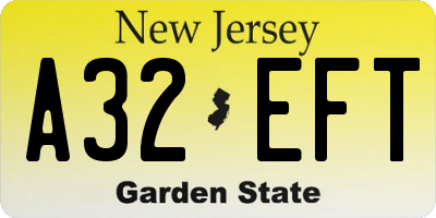 NJ license plate A32EFT