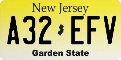 NJ license plate A32EFV