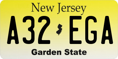 NJ license plate A32EGA