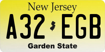 NJ license plate A32EGB