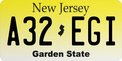 NJ license plate A32EGI