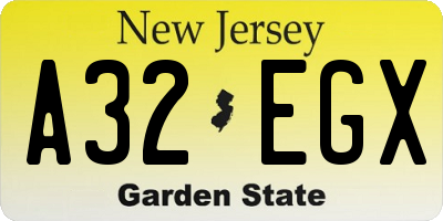 NJ license plate A32EGX