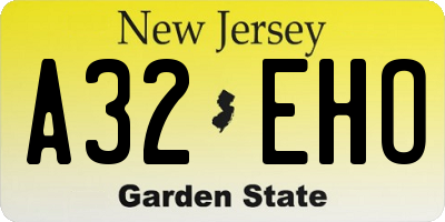 NJ license plate A32EHO