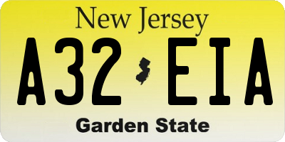 NJ license plate A32EIA