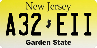 NJ license plate A32EII