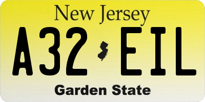 NJ license plate A32EIL