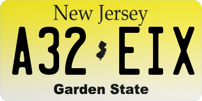 NJ license plate A32EIX
