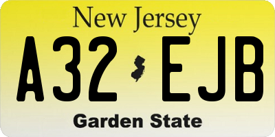 NJ license plate A32EJB