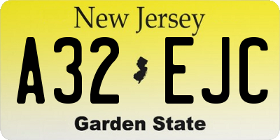 NJ license plate A32EJC