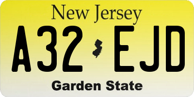 NJ license plate A32EJD