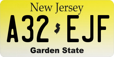 NJ license plate A32EJF
