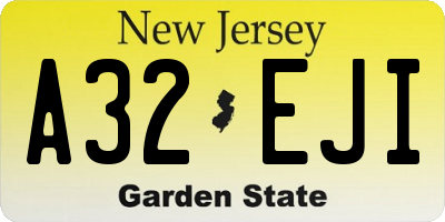 NJ license plate A32EJI