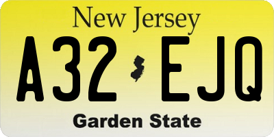NJ license plate A32EJQ
