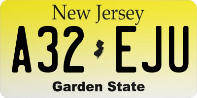 NJ license plate A32EJU