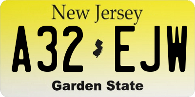 NJ license plate A32EJW