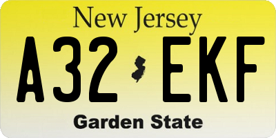 NJ license plate A32EKF