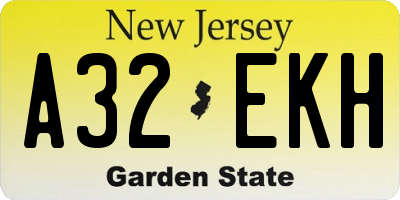 NJ license plate A32EKH