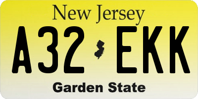 NJ license plate A32EKK