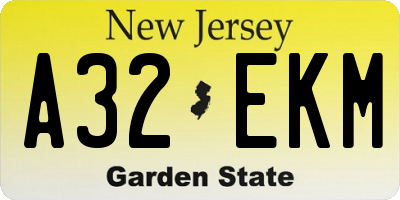 NJ license plate A32EKM