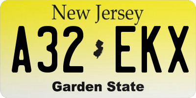 NJ license plate A32EKX