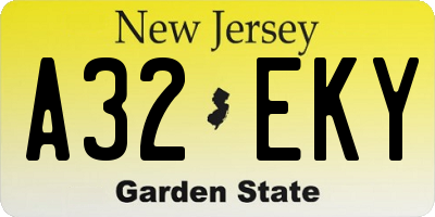 NJ license plate A32EKY
