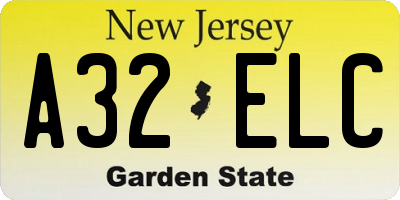 NJ license plate A32ELC