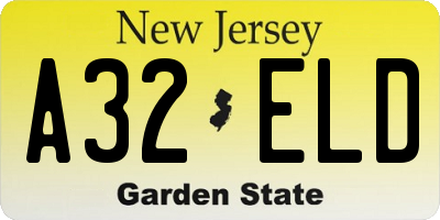 NJ license plate A32ELD