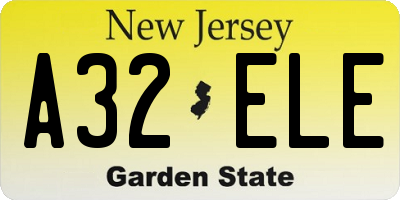 NJ license plate A32ELE